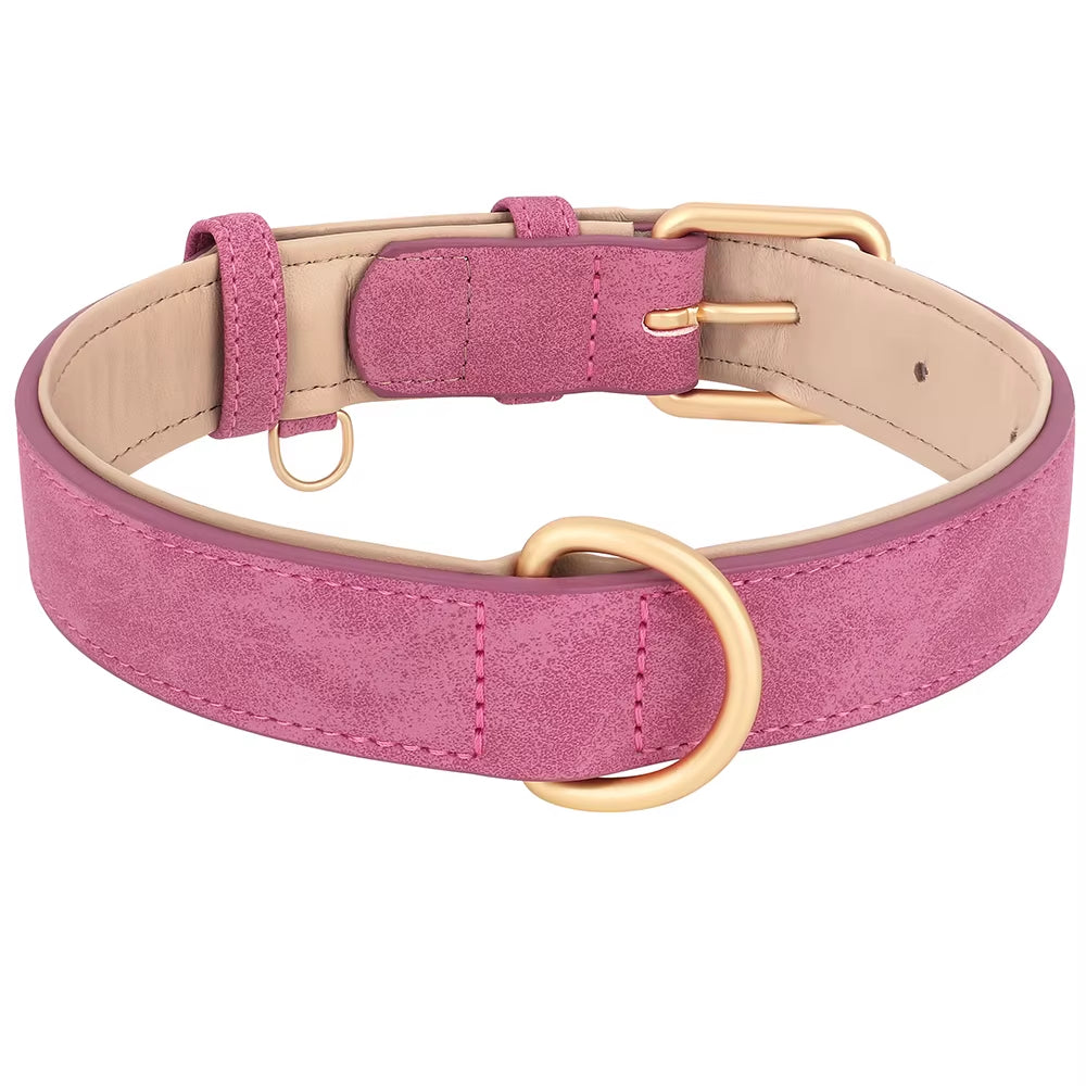 Durable Dog Collar Leather Dogs Collars Soft Padded Pet Pitbull Necklace Adjustable for Small Medium Large Dogs Pug Pet Products