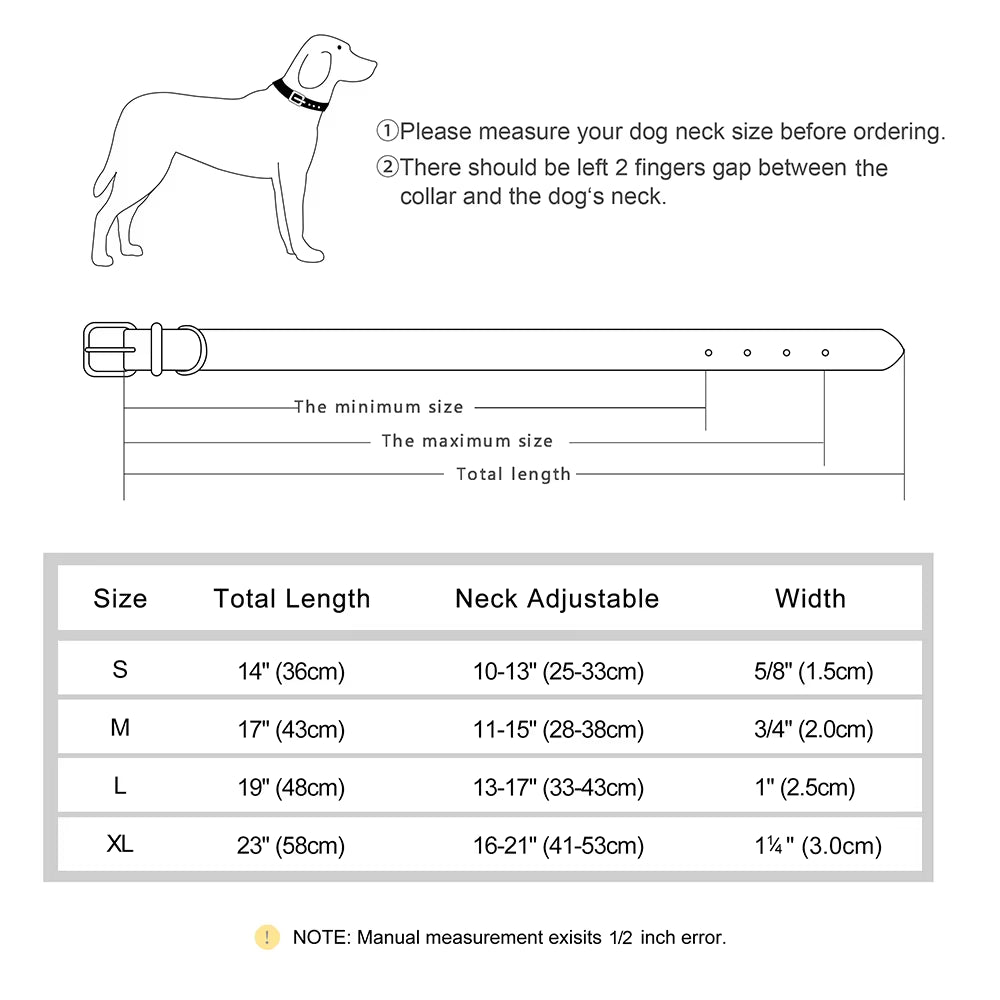 Durable Dog Collar Leather Dogs Collars Soft Padded Pet Pitbull Necklace Adjustable for Small Medium Large Dogs Pug Pet Products