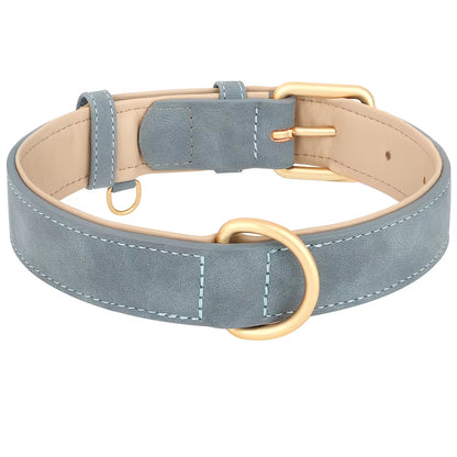 Durable Dog Collar Leather Dogs Collars Soft Padded Pet Pitbull Necklace Adjustable for Small Medium Large Dogs Pug Pet Products